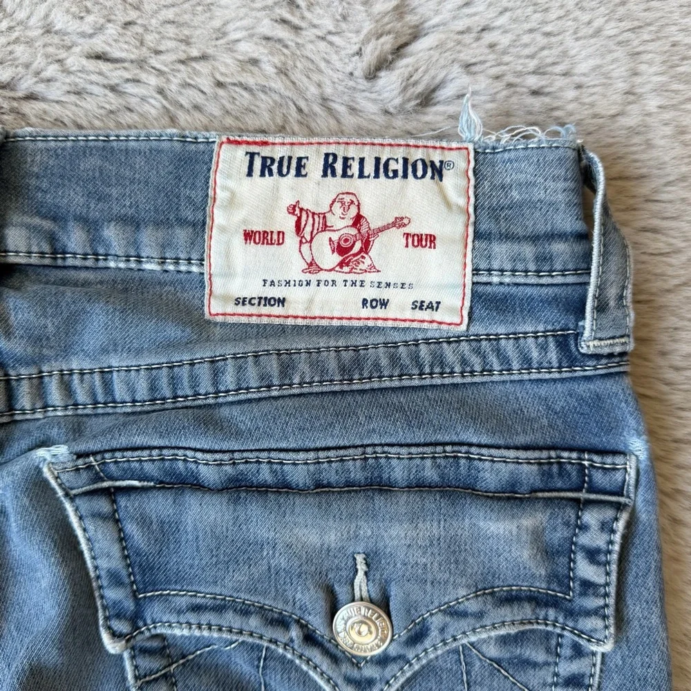 TRUE RELIGION  Geno Relaxed Slim Jeans Mens 32x31 Blue World Tour Horseshoe Flap